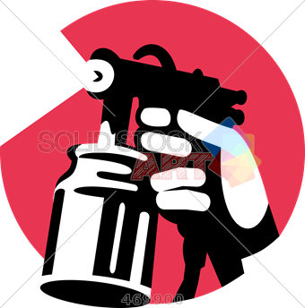 340x344 Stock Illustration Of Retro Cartoon Drawing Of Handheld Spray Gun Logo