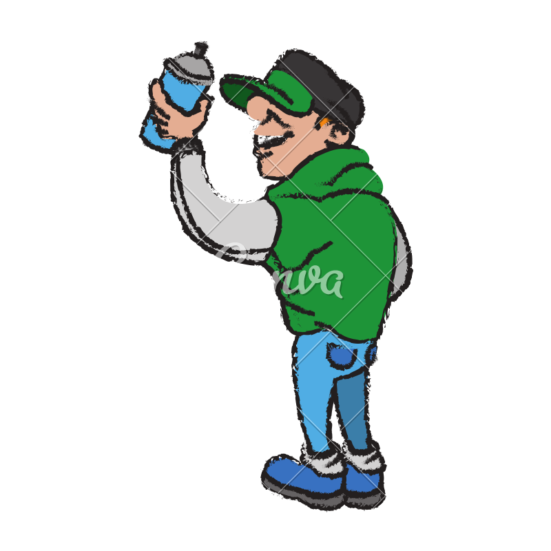 800x800 Cartoon Guy Graffiti With Spray Paint