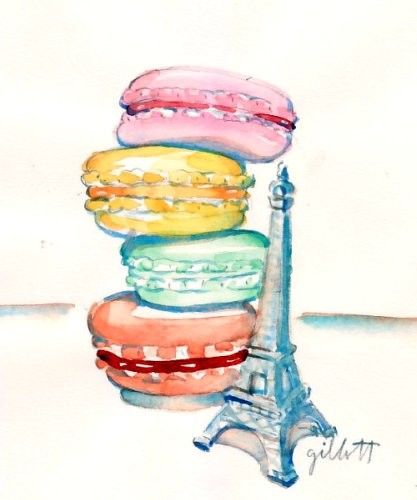 417x500 Macaroons And Eiffel Tower Water Colour