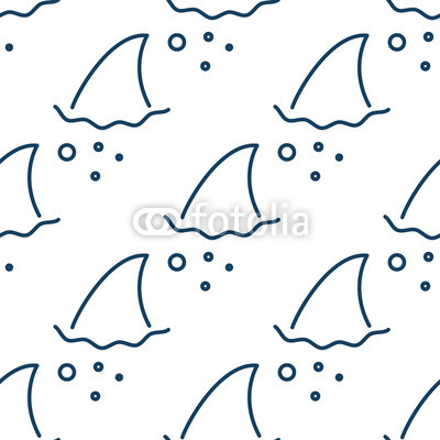 400x400 Shark Fin In Water Waves Seamless Pattern Flipper Of Fish