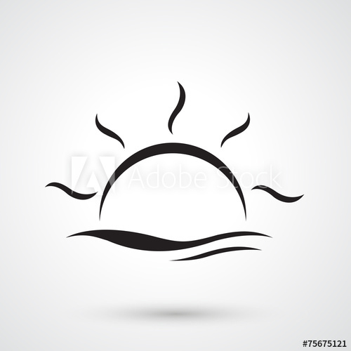 500x500 Sunset And Water Waves Vector