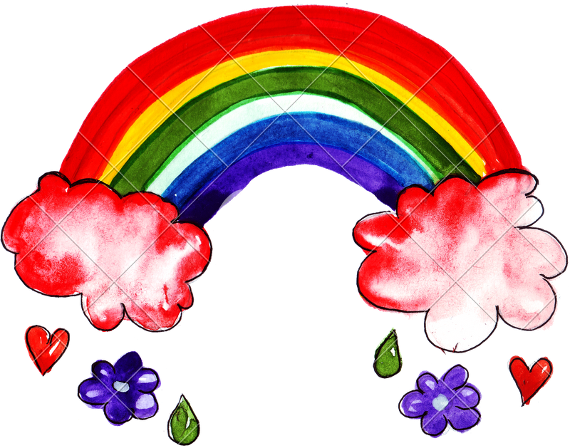 800x629 Hand Drawing Of Colorful Watercolor Rainbow