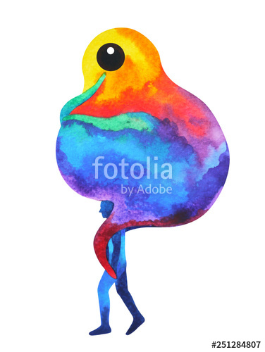 376x500 Human Carrying Abstract Monster Ghost On Shoulder Watercolor