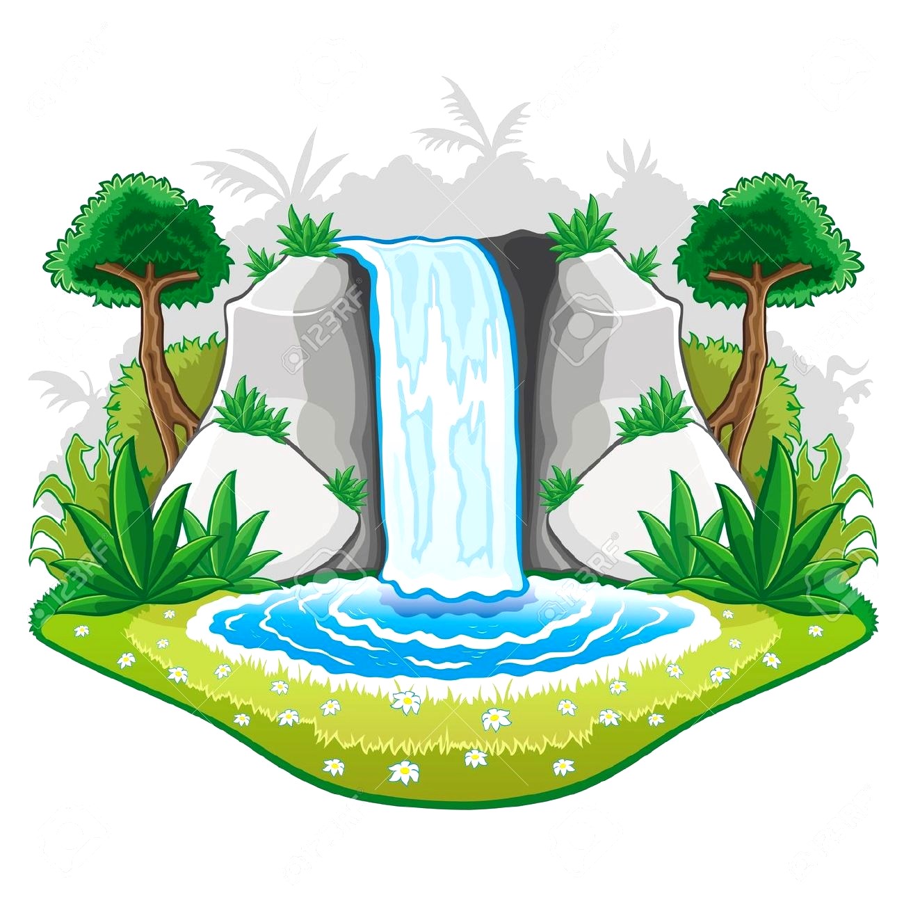 1300x1300 Waterfall Clipart Water Pond
