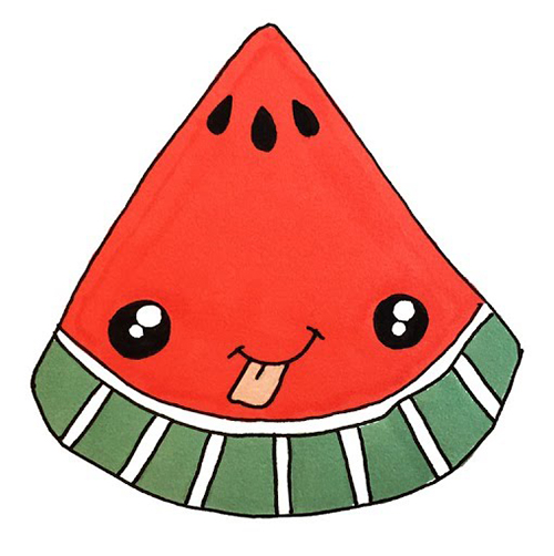 500x502 Draw A Kawaii Watermelon In Simple Steps Learn To Draw