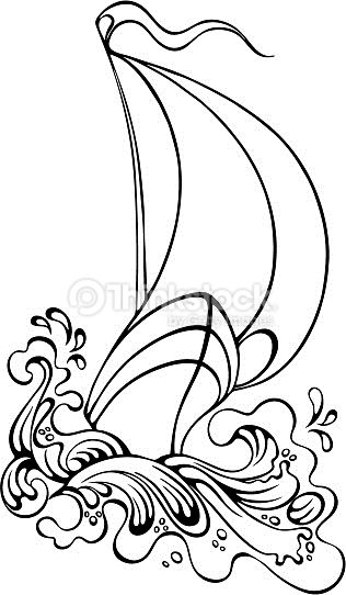 316x542 Clipart Vectoriel Black And White Boat Sailing In Strong Waves