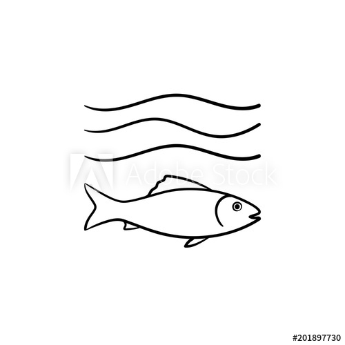 500x500 Fish Under Sea Wave Hand Drawn Outline Doodle Icon Small Fish