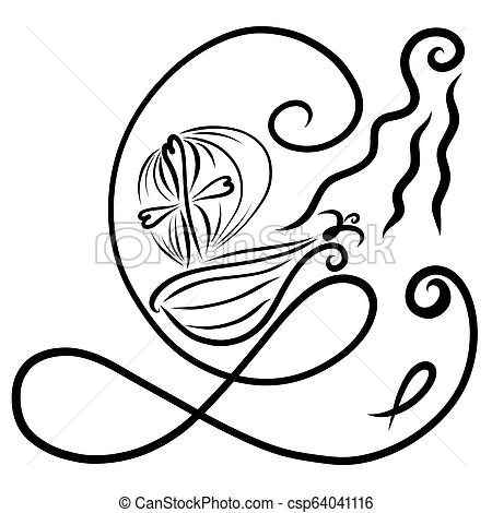 450x470 Christian Ship Sailing Over Big Waves, Faith And Salvation, Black