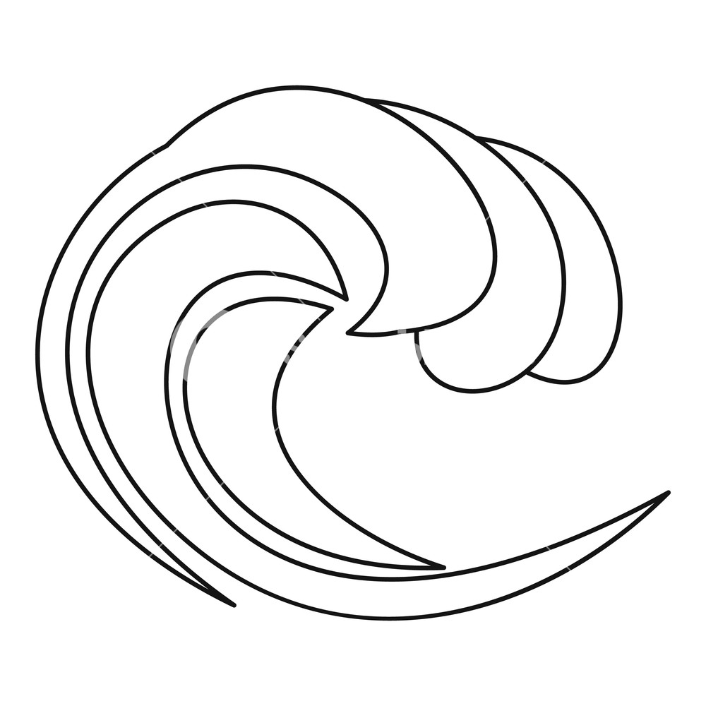 1000x1000 water wave icon outline illustration of water wave vector icon