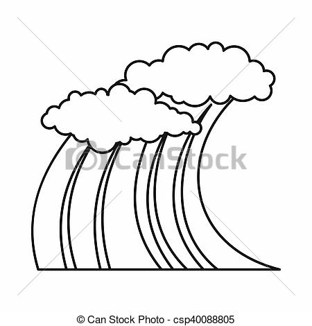 450x470 wave icon, outline style wave icon in outline style isolated