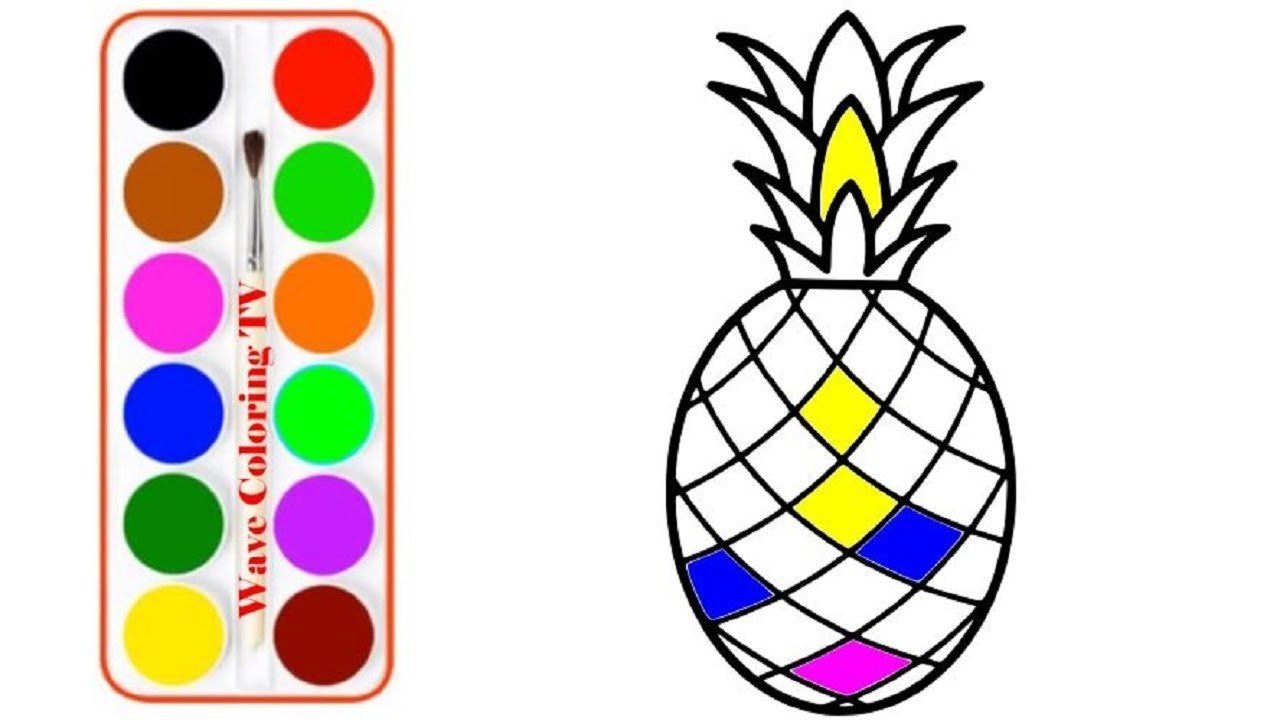 1280x720 Pineapple Drawing And Coloring Learn Colors For Kids Colored