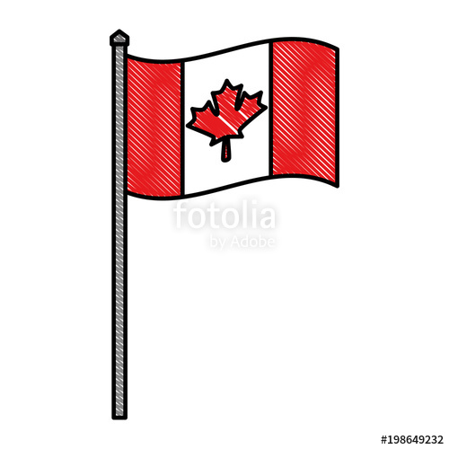 500x500 Canadian National Flag In The Pole Waving Symbol Vector
