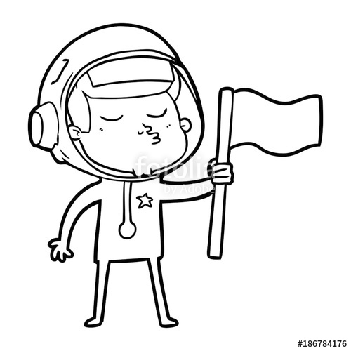 500x500 Cartoon Confident Astronaut Waving Flag Stock Image And Royalty