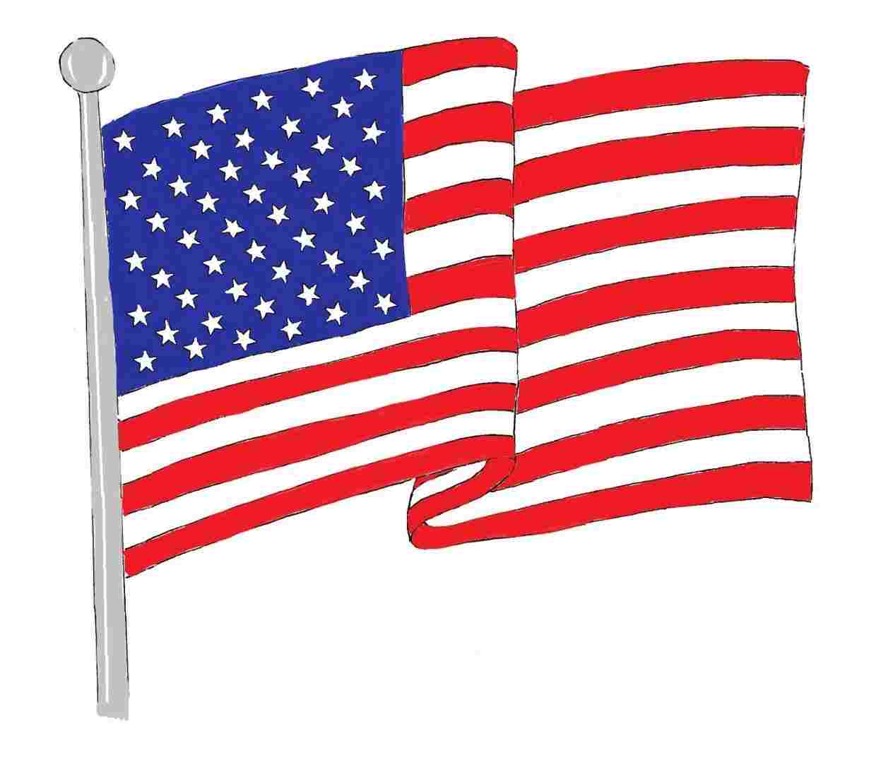 1264x1093 Waving Flag Drawing Picture American Art Class