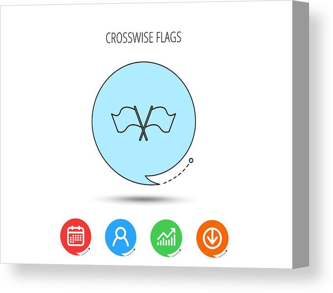 678x597 Crosswise Waving Flag Icon Location Pointer Canvas Print