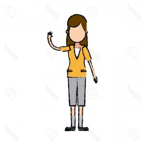 300x300 Photostock Vector Character Woman Young People Waving Hand Vector