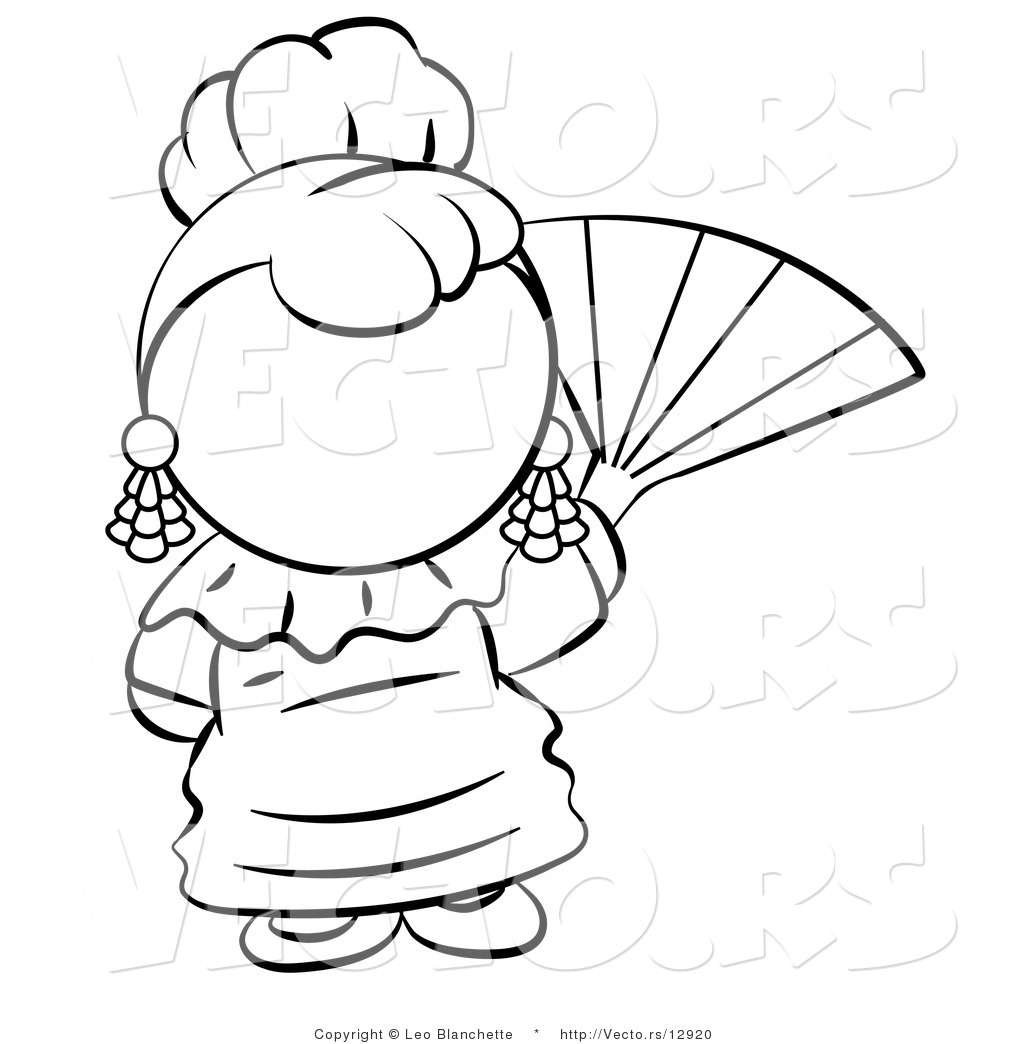 1024x1044 Vector Of Spanish Girl Waving A Hand Fan