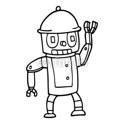 400x400 Line Drawing Cartoon Robot Waving Buy Photos Ap Images