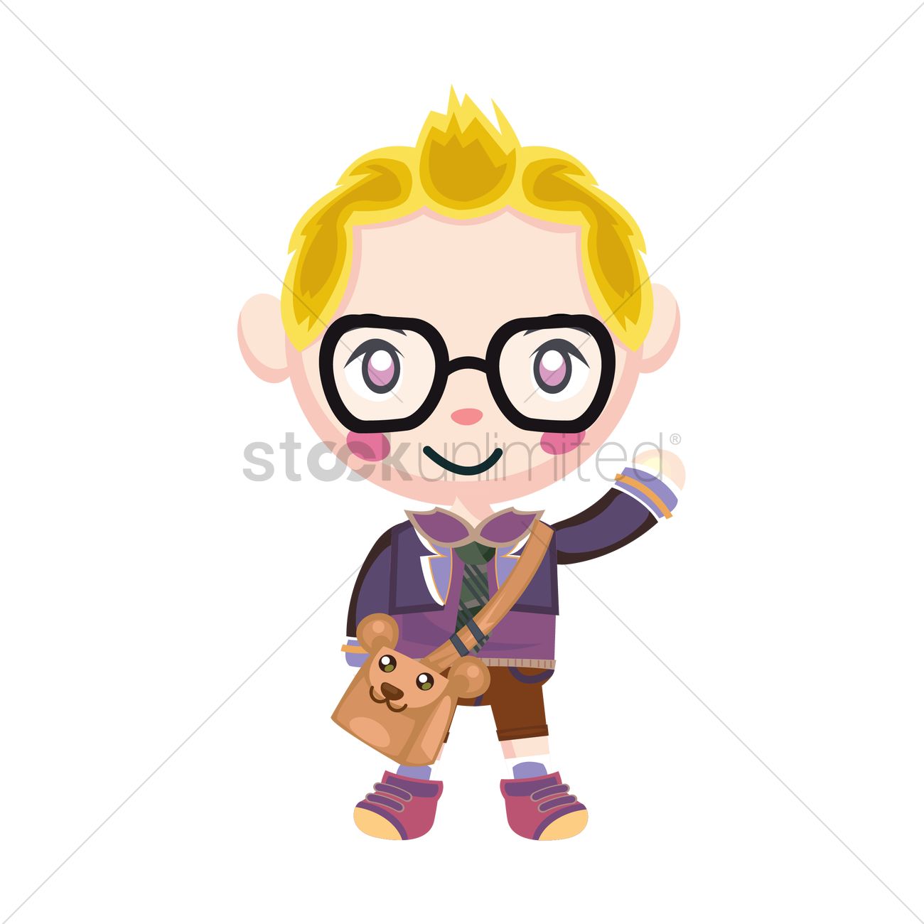 1300x1300 Cute Boy Waving Hand Vector Image