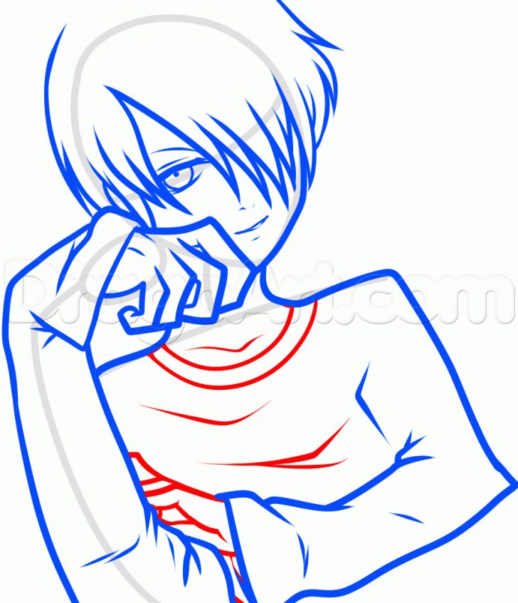 728x846 Curly Boy Hair Drawing Wavy Messy Black Anime Simple Hairstyles