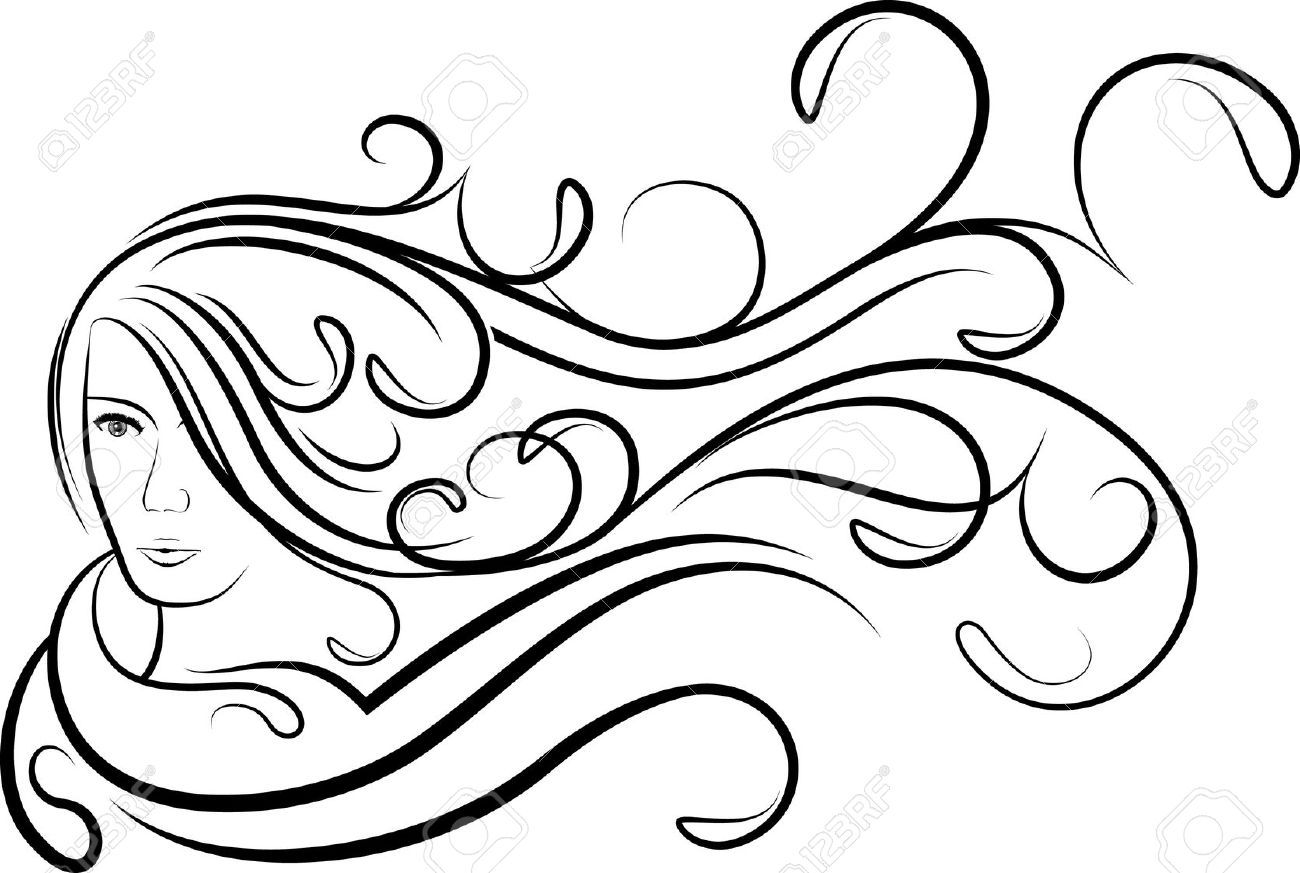 1300x873 Girl With Flutter Hair How To Make Draw, Black, White Sketches