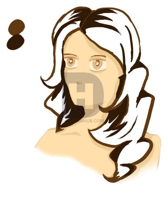 556x665 How To Draw Wavy, Curly Hair, Step