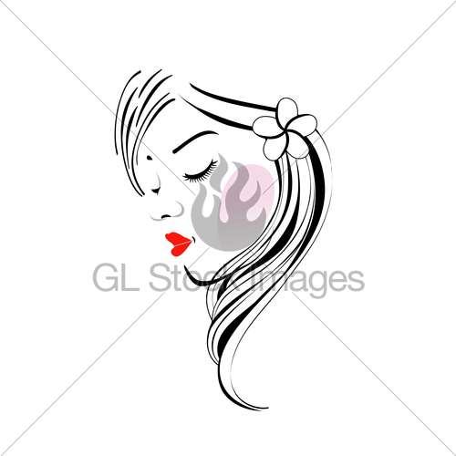 500x500 Illustration Of A Girl With Wavy Hair And A Flower Gl Stock Images