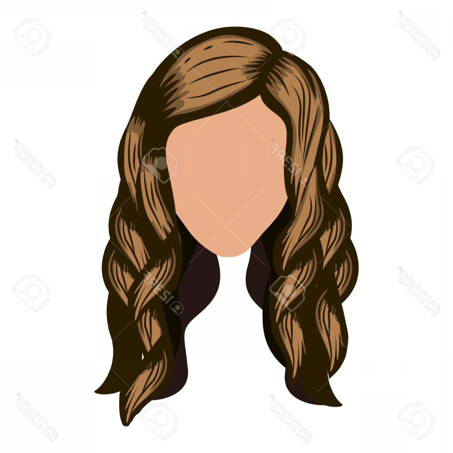 1560x1560 Photostock Vector Silhouette Front Face With Wavy Light Brown Hair