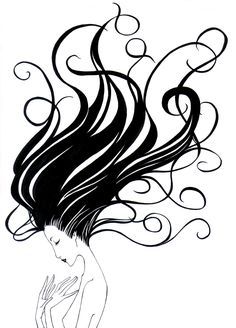 236x328 Linear Drawing Of Girl With Wavy Hair