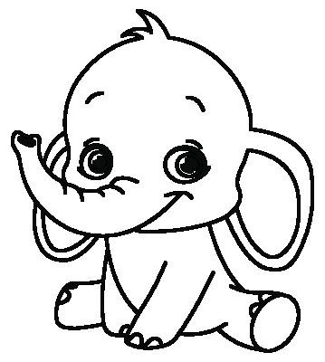 359x400 Baby Olifant Drawing And Coloring Elephant Stencil, Baby