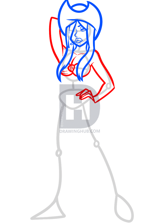 524x720 How To Draw A Cowgirl, Step