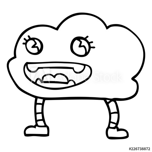 500x500 Line Drawing Cartoon Weather Cloud