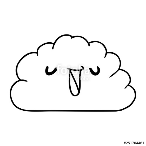 500x500 Line Drawing Kawaii Weather Rain Cloud Stock Image And Royalty