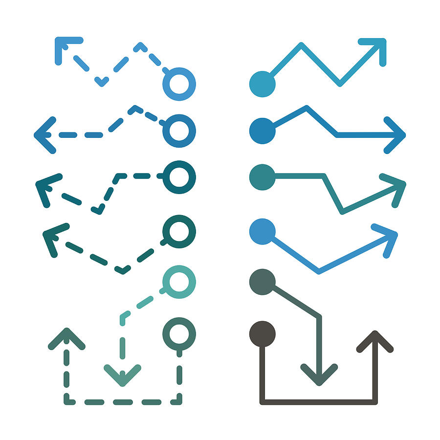 900x900 Different Color Arrows Icons, Vector Set Abstract Elements