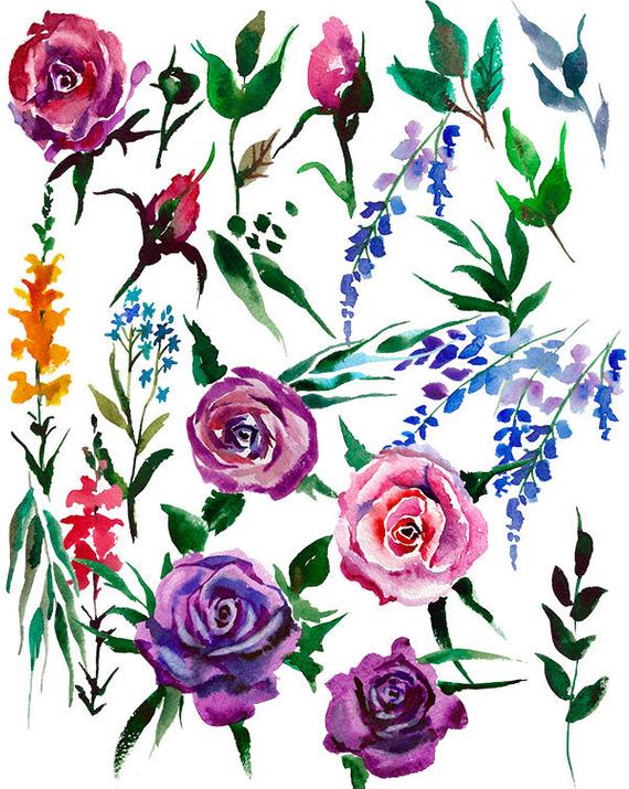 570x715 Roses Flowers Clipart Bouquets Digital Images For Wedding