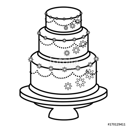 Wedding Cake Black And White Drawing | Free download on ClipArtMag