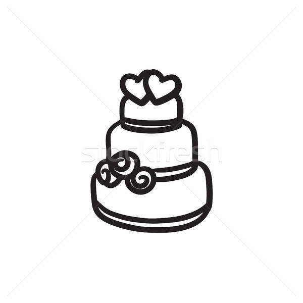 600x600 Wedding Cake Sketch Icon Vector Illustration Andrei Krauchuk