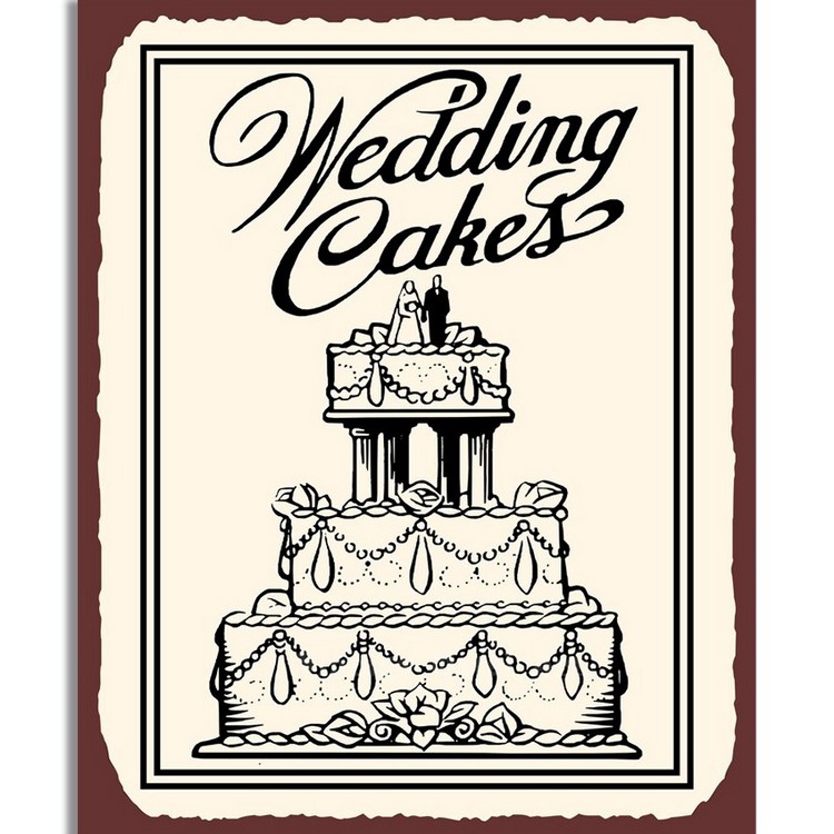750x750 Wedding Cakes Vintage Metal Art Retro Bakery Tin Sign