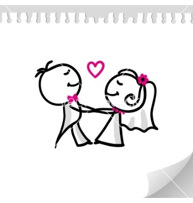 380x400 Cartoon Wedding Couple Vector Art