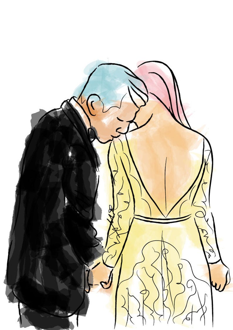 794x1123 Custom Drawing Drawing From Photo Couple Drawing Bridal Etsy