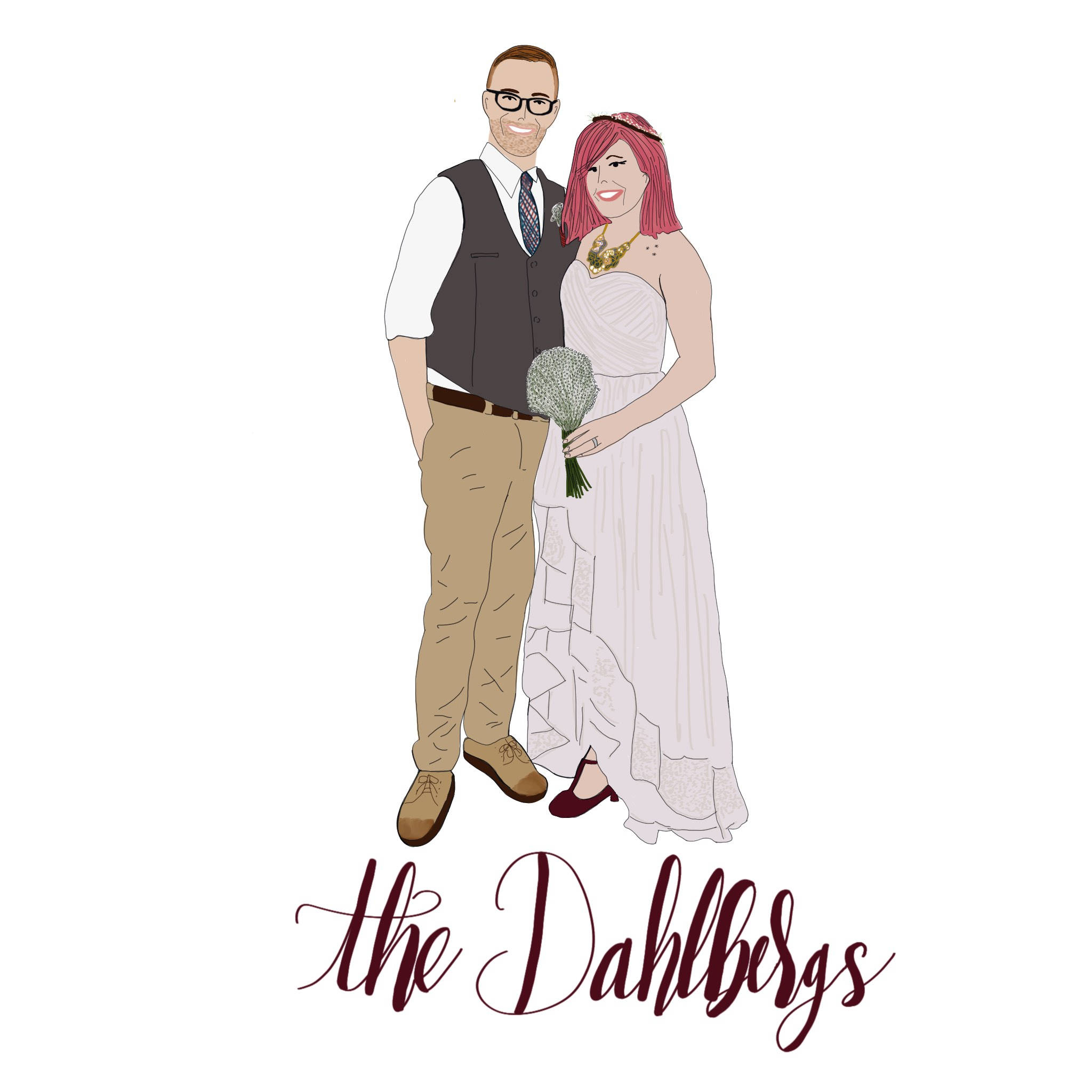 2048x2048 Custom Wedding Couple Illustration Portrait Digital Etsy
