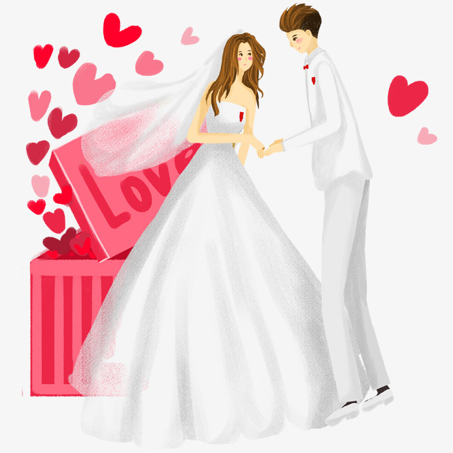 650x651 Romantic Couple Wedding Hand Drawn Free Illustration Image