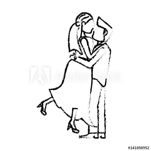 500x500 Couple Wedding Love Romance Sketch Vector Iillustration