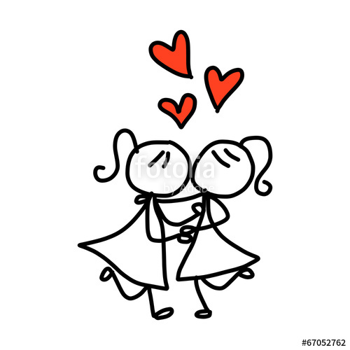 500x500 Hand Drawing Cartoon Happy Couple Wedding Stock Image And Royalty