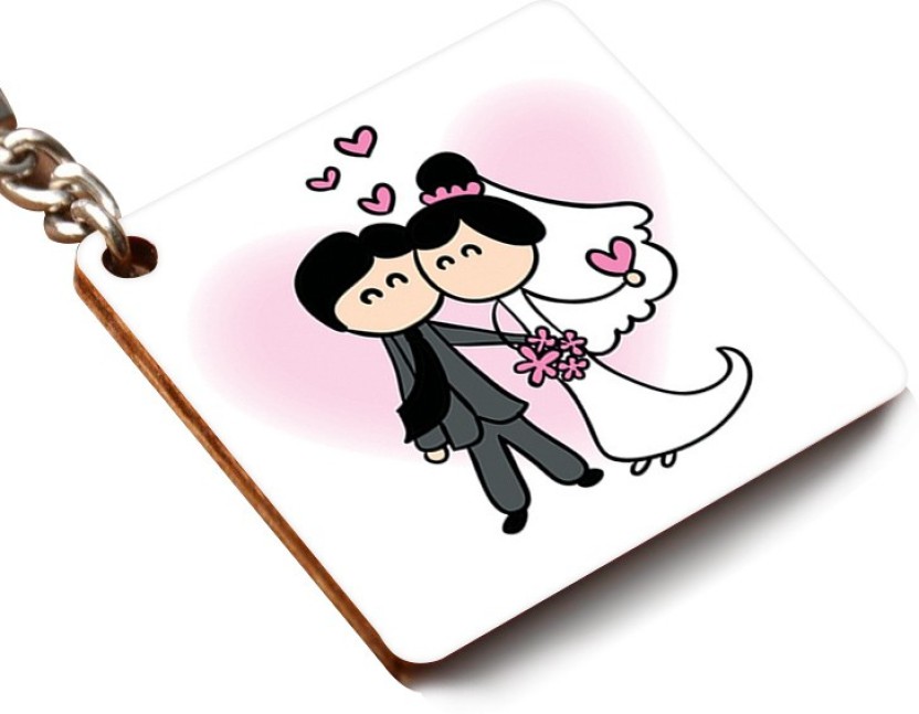 832x647 Crazyink Kcsquare Wedding Couple Drawing Key Chain Price In India