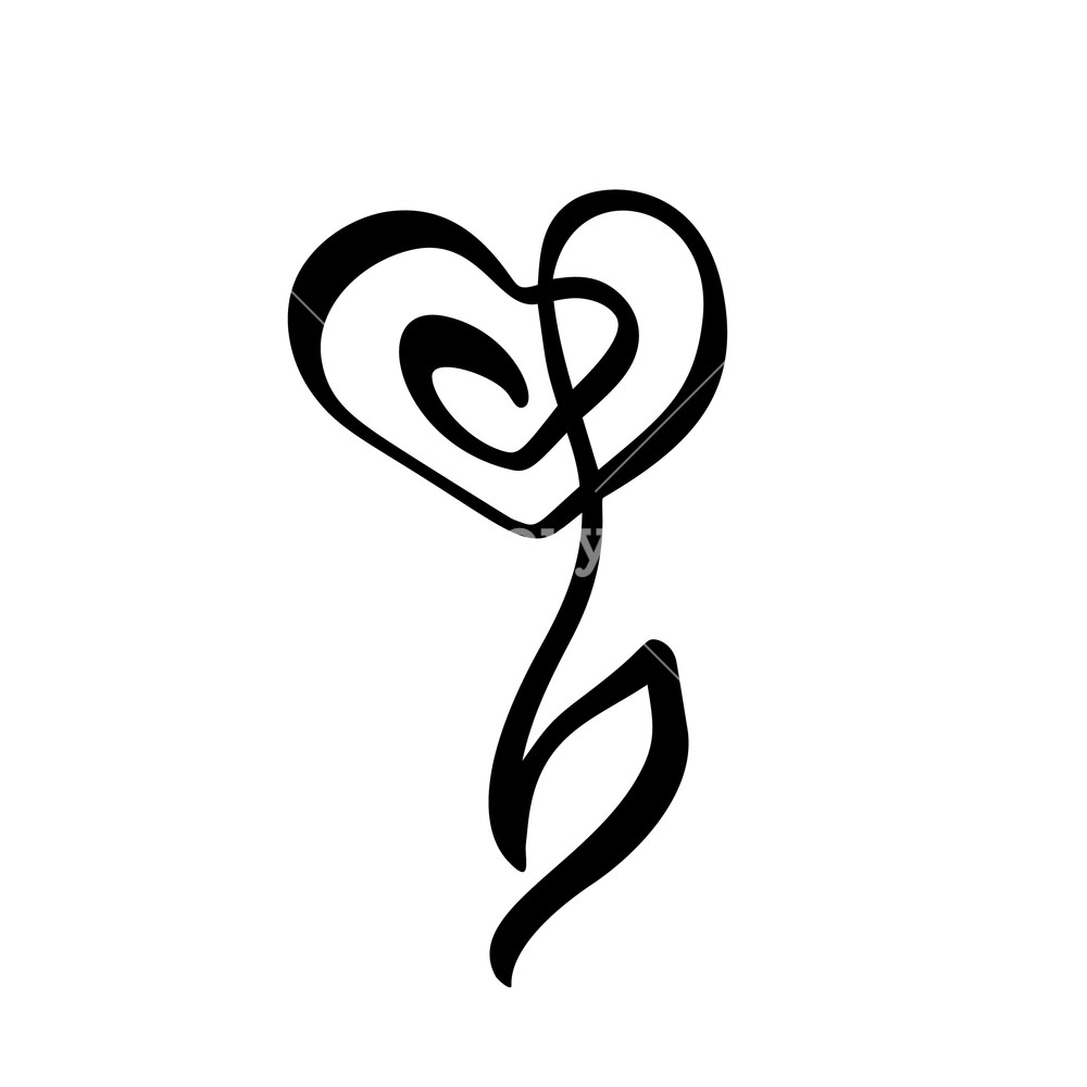 1000x1000 Continuous Line Hand Drawing Calligraphic Logo Vector Flower
