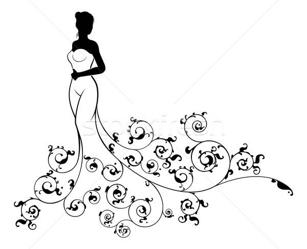 600x488 Wedding Dress Bride Silhouette Vector Illustration Christos