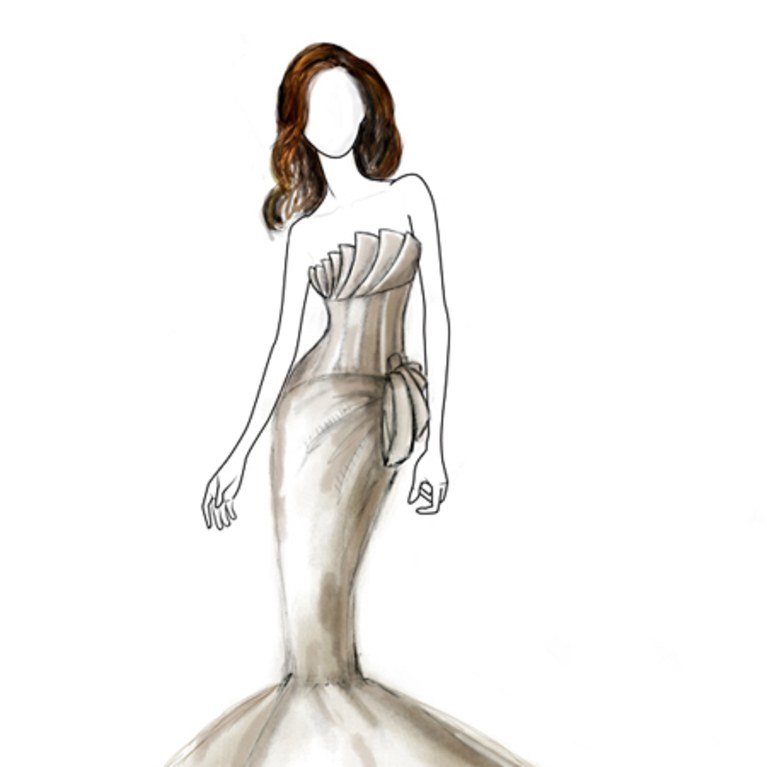 767x767 angelina jolie's fantasy wedding gown sketch david tutera brides