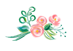 300x210 Cute Spring Watercolor Vector Flower Bouquet Art Isolated