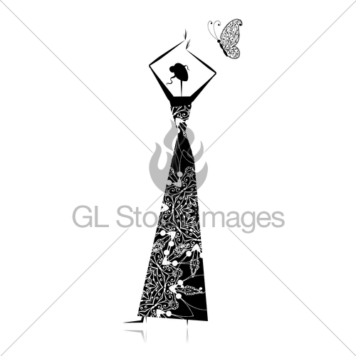 500x500 Fashion Girl Silhouette In Wedding Dress Gl Stock Images